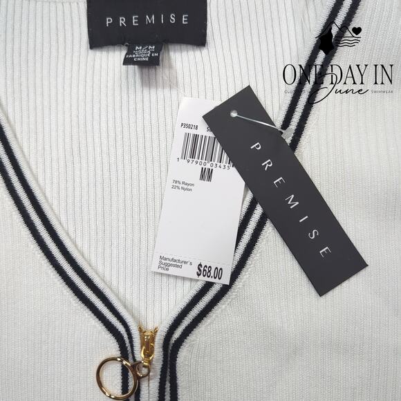 Premise Ribbed Long Sleeve Quarter Zip Sweater Size M - Picture 2 of 5